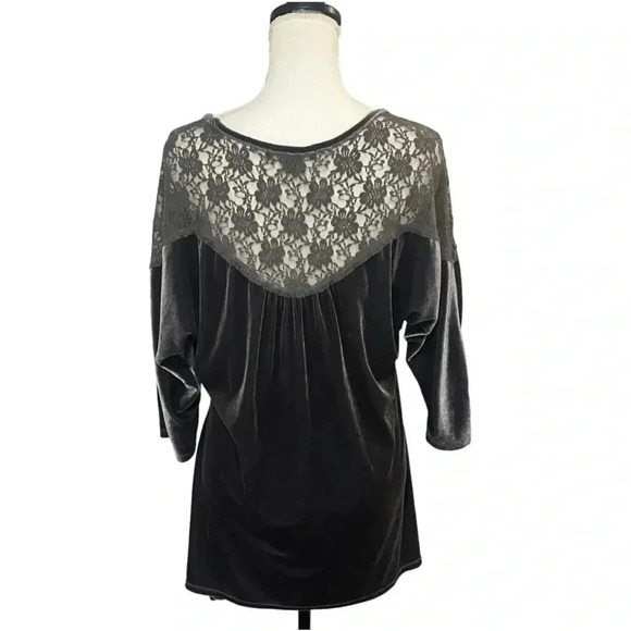 BLEU Size L velour and lace tunic length top EUC - Picture 2 of 8